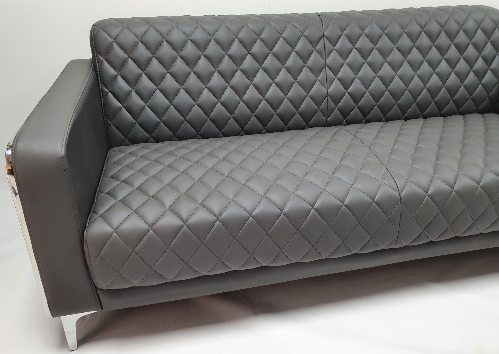 Modern Grey Leather Executive Sofa Set - F112